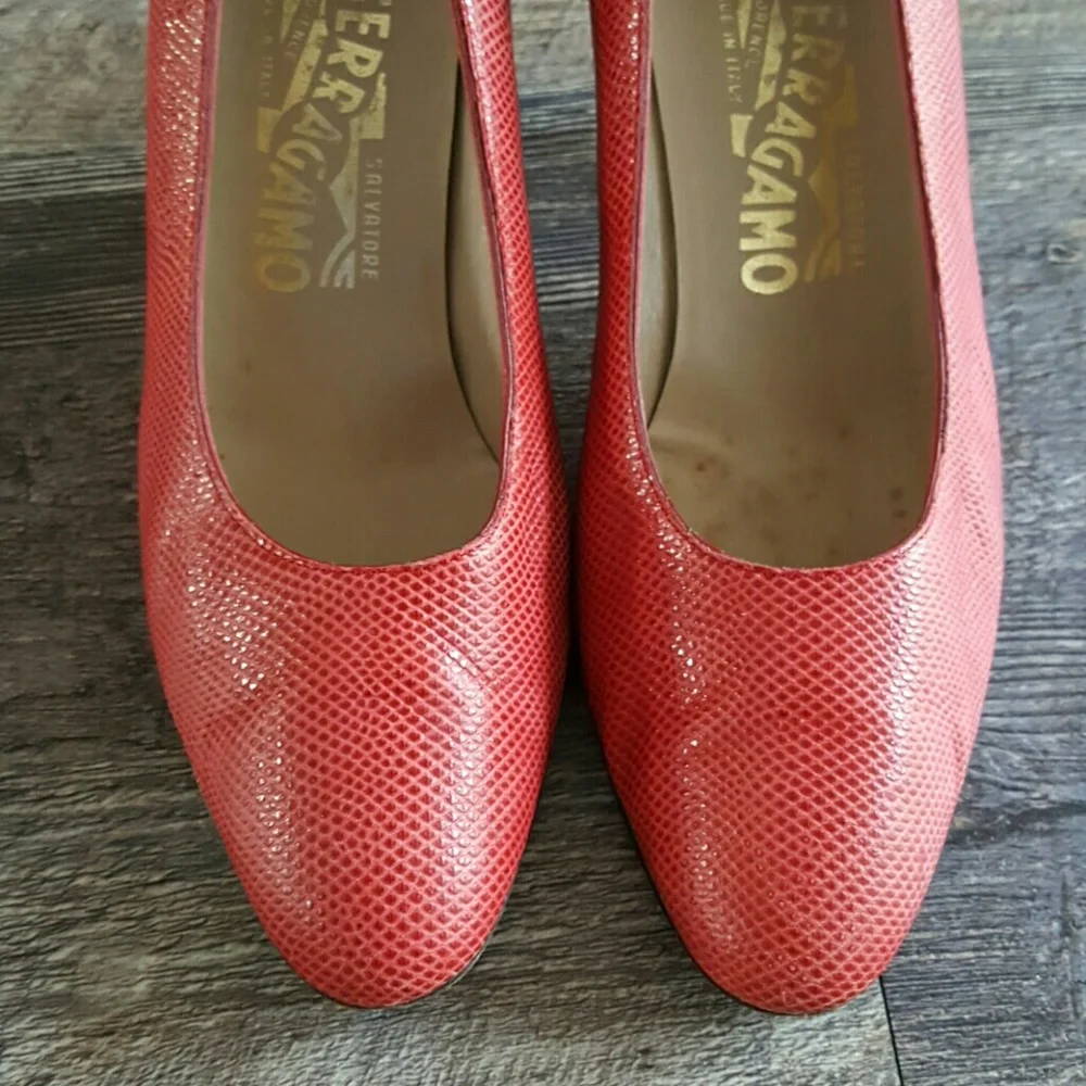 Salvatore Ferragamo women heels red shoes size 8B
